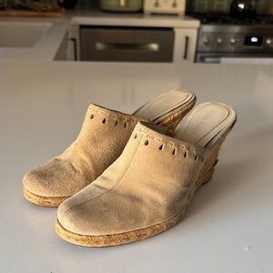 Nine West Women's Tan Wedge Mules